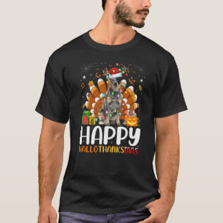 Camiseta Cachorro Blue Heeler Dia das Bruxas Natal Feliz Ha