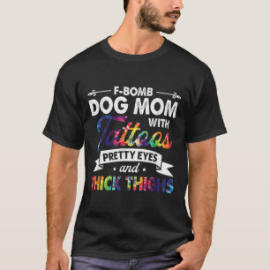 Camiseta Cachorro Bomba F Mãe Com Tatuagens Bonito Olhos E