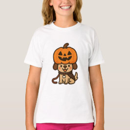 Camiseta Cachorro bonito com jack-o-lanterna