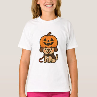 Camiseta Cachorro bonito com jack-o-lanterna