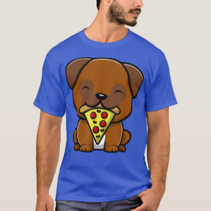 Camiseta Cachorro Bonito Comendo Pizza T-Shirt Engraçado Te