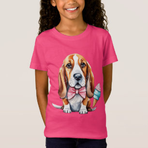 Camiseta Cachorro bonito comendo sorvete