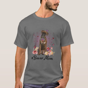 Camiseta Cachorro Bonito Mãe Flor Feliz Dia de as mães Ador