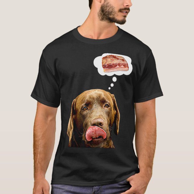 Camiseta Cachorro bonito pensando na comida Cachorro mãe e  (Frente)
