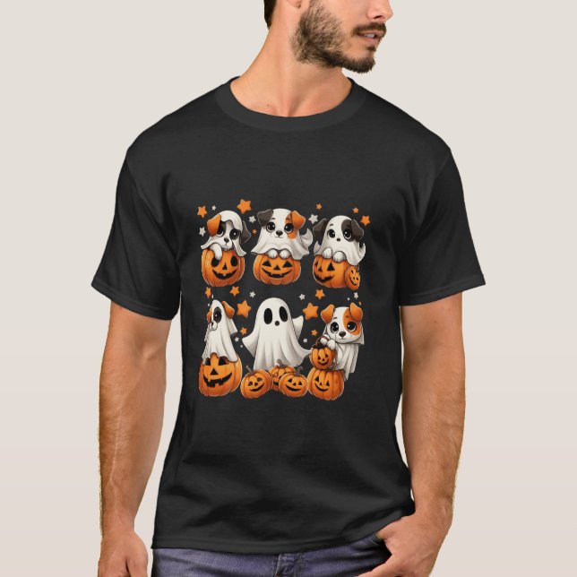 Camiseta Cachorro Bonito Vestido Como Cachorro Fantasma Fan (Frente)
