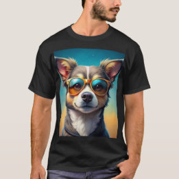 Camiseta Cachorro bonito vestindo óculos de sol