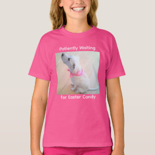 Camiseta Cachorro Bonito Vestindo Scarf Esperando por Doces