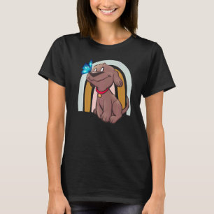 Camiseta Cachorro-borboleta-de-sol-gira-branca