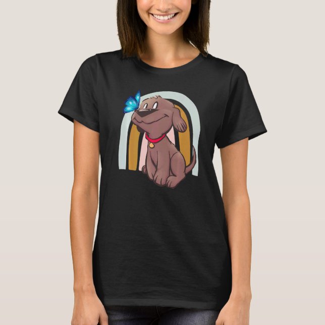 Camiseta Cachorro-borboleta-de-sol-gira-branca (Frente)