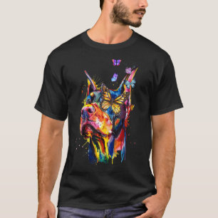 Camiseta Cachorro Borboletas Splash Doberman Pinscher