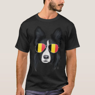 Camiseta Cachorro Border Collie Borda da Bandeira da Bélgic