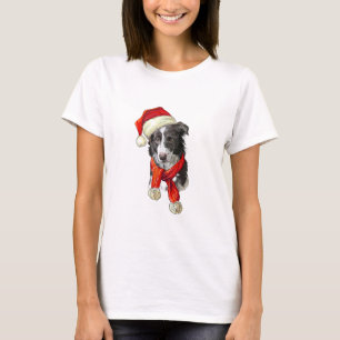 Camiseta Cachorro Border Collie de Natal