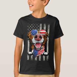 Camiseta Cachorro Border Collie Vintage Retro 4 de Julho