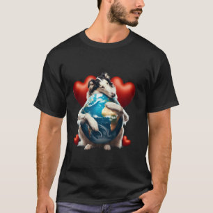Camiseta Cachorro Borzoi Abraço do Dia da Terra Amor Dono A