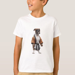 Camiseta Cachorro-Boxeiro Jogar Karate, Cachorro-Boxão-Kara