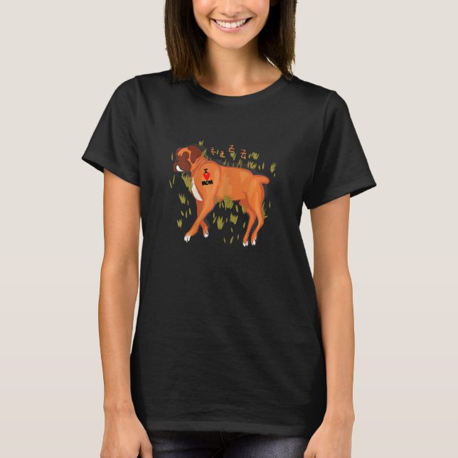 Camiseta Cachorro Boxens Jogando Com Tatuagem Eu Amo A Caix (Frente)