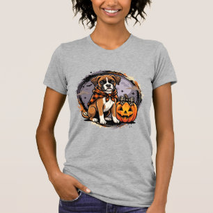 Camiseta Cachorro Boxer Abóbora de Halloween Sublimação