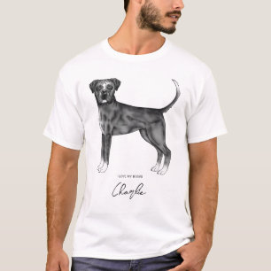 Camiseta Cachorro Boxer Alemão Preto e Branco Com Texto Per
