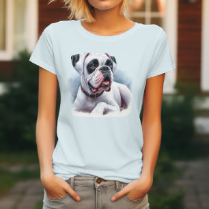 Camiseta Cachorro Boxer Branco Elegante – Estilo Aquarela