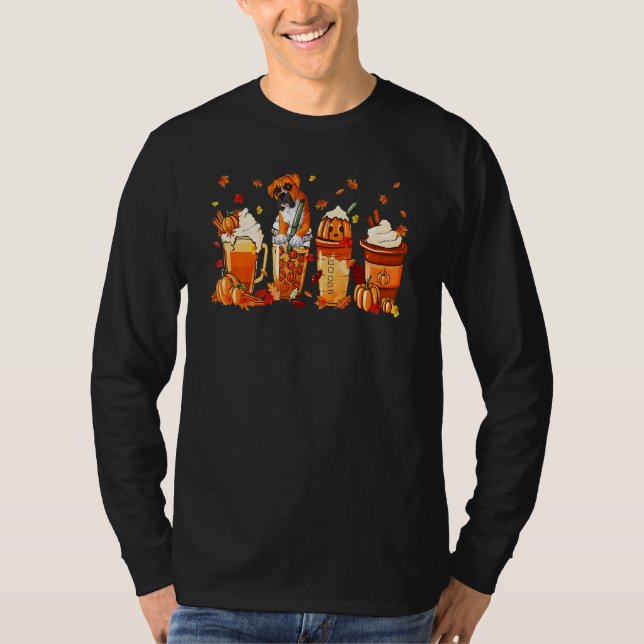 Camiseta Cachorro Boxer Café Bebida Pumpkin Spice Latte Out (Frente)