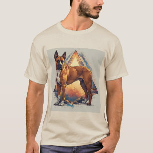 Camiseta Cachorro Boxer com Fundo Geométrico