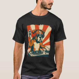 Camiseta Cachorro Boxer DJ Música House Amante de Cães Retr