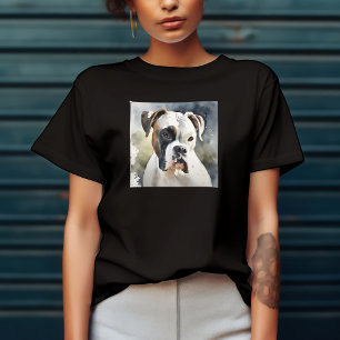 Camiseta Cachorro Boxer em Aquarela