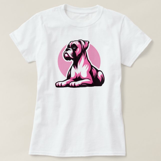 Camiseta Cachorro Boxer em Rosa (Frente do Design)