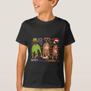 Camiseta Cachorro Boxer Feliz Hallothanksmas Natal Amante d