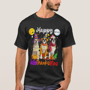 Camiseta Cachorro Boxer Natal Dia de Ação de Graças Feliz H