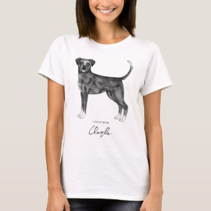 Camiseta Cachorro Boxer Preto e Branco Eu Amo Meu Boxer & N