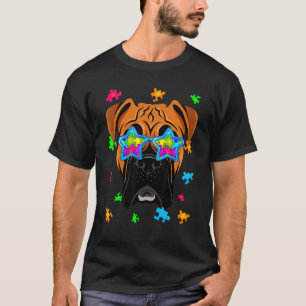 Camiseta Cachorro Boxer Puzzle Conscientização do Autismo