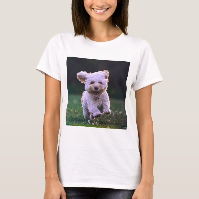 Camiseta Cachorro Branco de Poodle (Frente)
