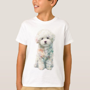 Camiseta Cachorro Branco Fofinho Aquarela para Crianças