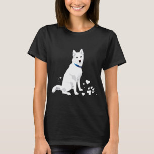 Camiseta Cachorro Branco Fofo Husky Siberiano Branco Doce