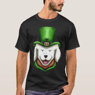 Camiseta Cachorro Branco Fofo Retriever Dourado Chapéu Verd
