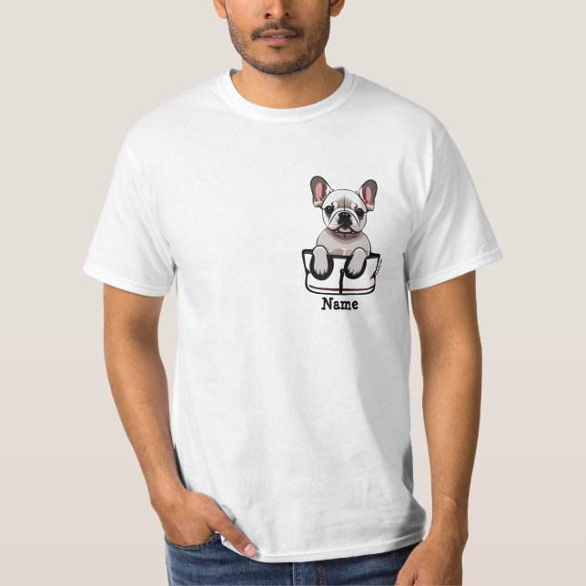 Camiseta Cachorro branco francês Bull no seu bolso (Frente)