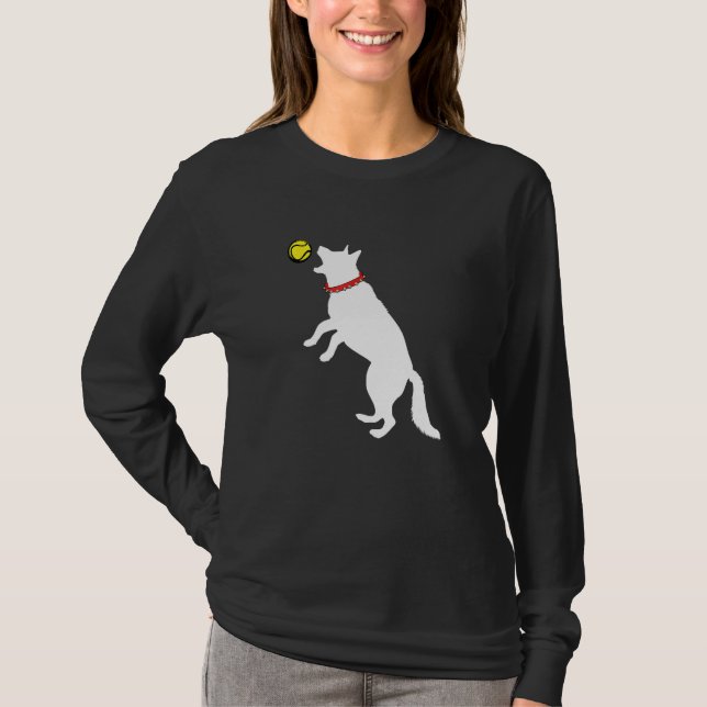 Camiseta Cachorro Branco German shepherd GSD Capturando Ten (Frente)