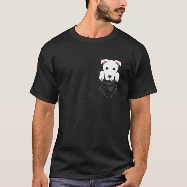 Camiseta Cachorro Branco Gráfico Pocket (Frente)
