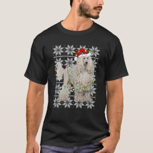 Camiseta Cachorro Branco Papais noeis De Iluminação Feia