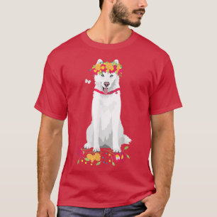 Camiseta Cachorro branco siberiano Husky branco de neve com