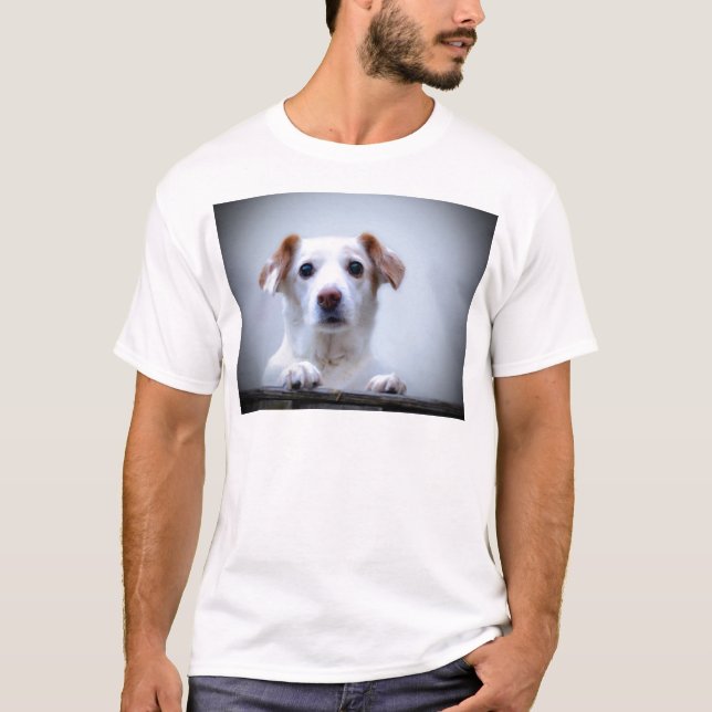 Camiseta Cachorro Branco. Tão fofo. (Frente)