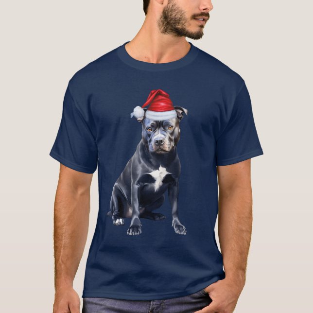 Camiseta Cachorro Brilhante Bluenose Pitbull Durante o Nata (Frente)