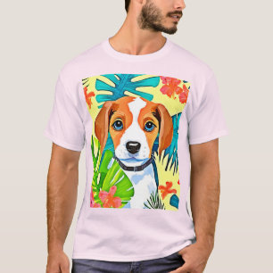 Camiseta Cachorro Brilhante com Flores