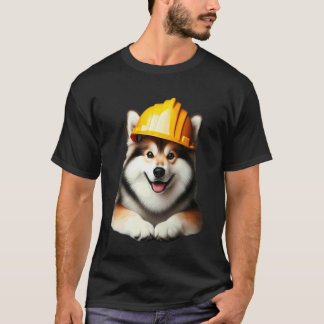 Camiseta Cachorro Buhund Norueguês Trabalhador Com Capacete