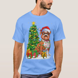 Camiseta Cachorro Buldogue Lover Xmas Papais noeis de árvor