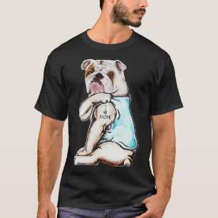 Camiseta Cachorro Buldogue Tatuagem Adoro Mãe Dia de as mãe