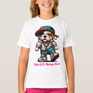 Camiseta 🐕 Cachorro Bulldog Fofo Meninas Streetwear