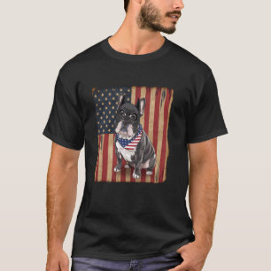 Camiseta Cachorro Bulldog Francês Americano Bandeira dos EU