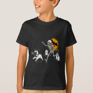 Camiseta Cachorro Bulldog Francês Caçando Esqueleto Dia das
